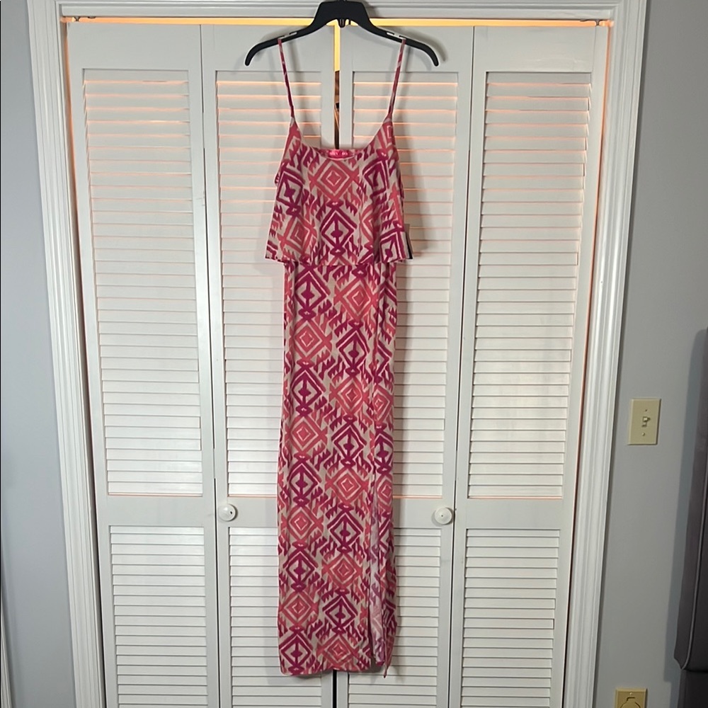 Pink Ruffled Tiered Maxi Sundress